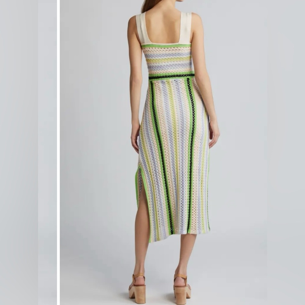 NWOT Ciebon Sahara Crochet Midi Sweater Dress - Green Multi - M - Picture 7 of 11